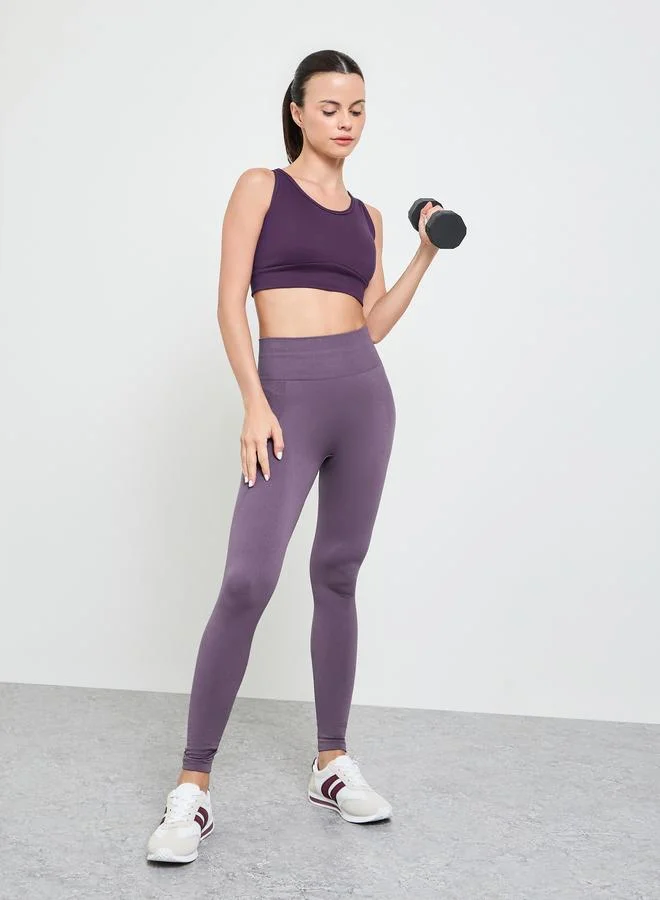 Styli Active Purple Basic High Back Sports Bra - Medium Support