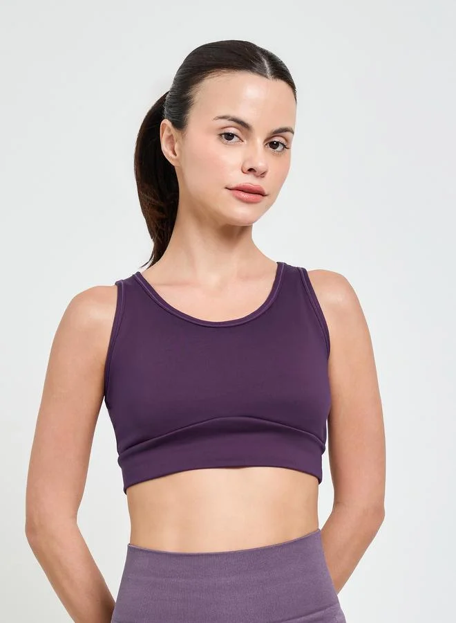 Styli Active Purple Basic High Back Sports Bra - Medium Support