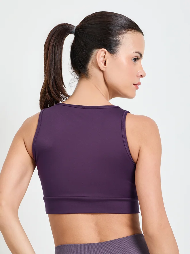 Styli Active purple Styli Purple Basic High Back Sports Bra - Medium Support for Women | Best Price UAE