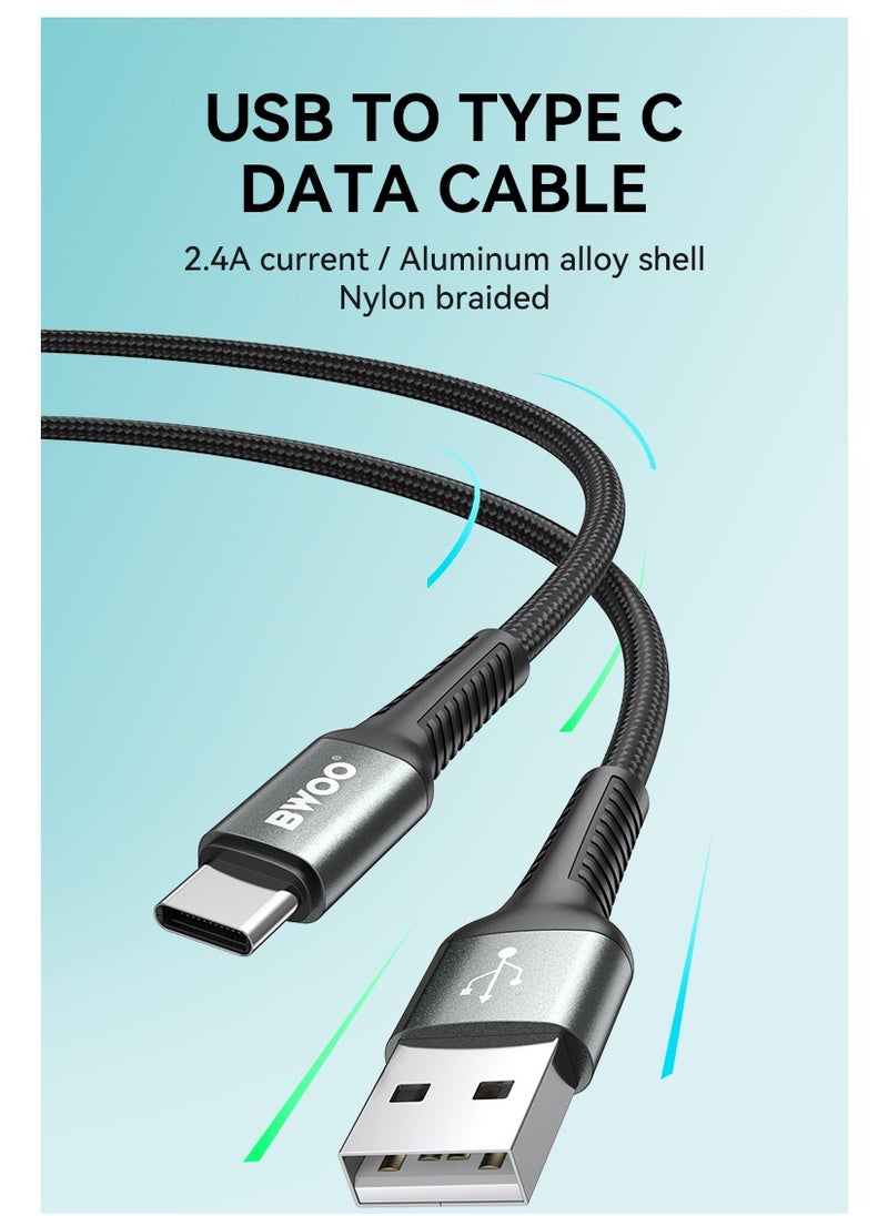 BWOO BWOO Aluminum Alloy Charger Cable Nylon Braided Cable 1M for Iphone, Ipad & Android Phones – USB A to USB C  - Image 4