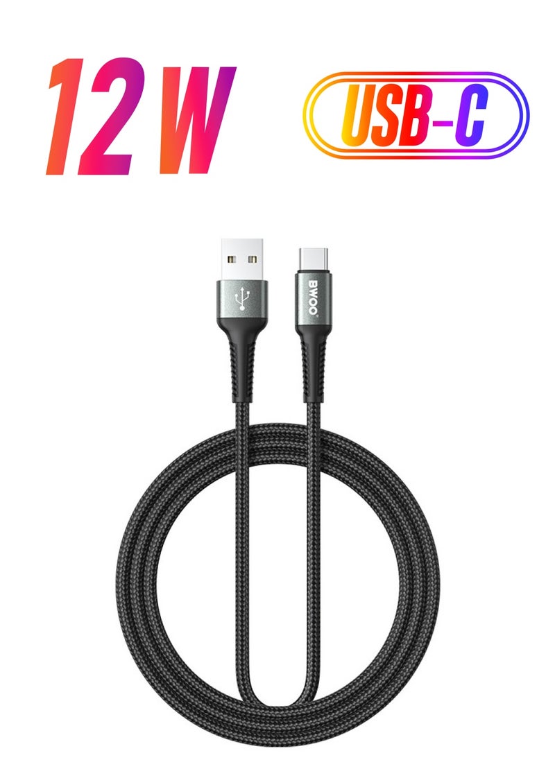 BWOO BWOO Aluminum Alloy Charger Cable Nylon Braided Cable 1M for Iphone, Ipad & Android Phones – USB A to USB C  - Image 1