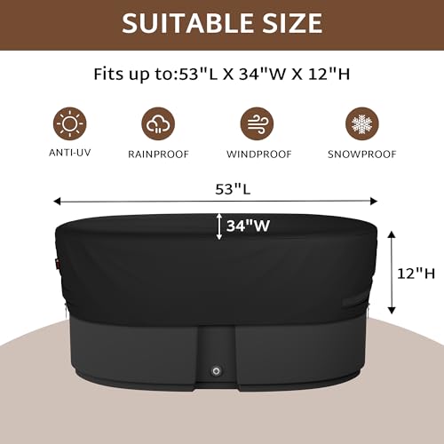 iBirdie Outdoor Waterproof 100 Gallon Stock Tank Cover for Ice Bath Cold Plunge Pool 600D Heavy Duty Weatherproof Oval Tub Covers Compatible for Rubbermaid Water Trough - Image 3