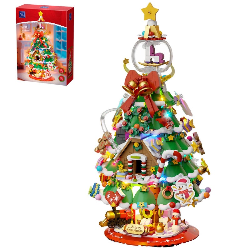 PANTASY Christmas Tree Building Block SetLarge Holiday Model with Builtin LED LightsCrystal Ball Topper Vintage TrainSnowmanGingerbread House  Mini OrnamentsFestive Decoration for AdultsKids - Image 3