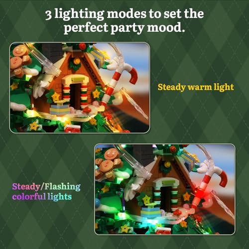 PANTASY Christmas Tree Building Block SetLarge Holiday Model with Builtin LED LightsCrystal Ball Topper Vintage TrainSnowmanGingerbread House  Mini OrnamentsFestive Decoration for AdultsKids - Image 5