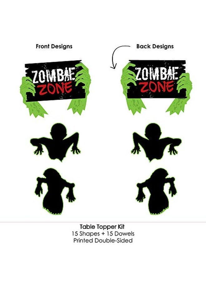 Big Dot of Happiness - Zombie Zone Halloween Or Birthday Zombie Crawl Party Centerpiece Sticks Table Toppers Set Of 15 - Image 1