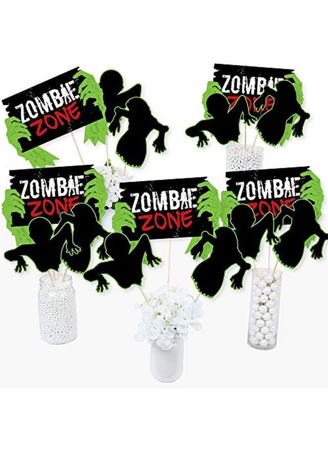 Big Dot of Happiness - Zombie Zone Halloween Or Birthday Zombie Crawl Party Centerpiece Sticks Table Toppers Set Of 15 - Image 1
