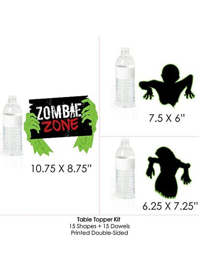 Big Dot of Happiness - Zombie Zone Halloween Or Birthday Zombie Crawl Party Centerpiece Sticks Table Toppers Set Of 15 - Image 1