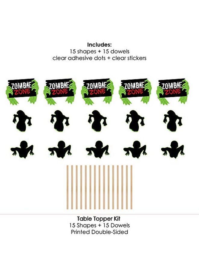 Big Dot of Happiness - Zombie Zone Halloween Or Birthday Zombie Crawl Party Centerpiece Sticks Table Toppers Set Of 15 - Image 1