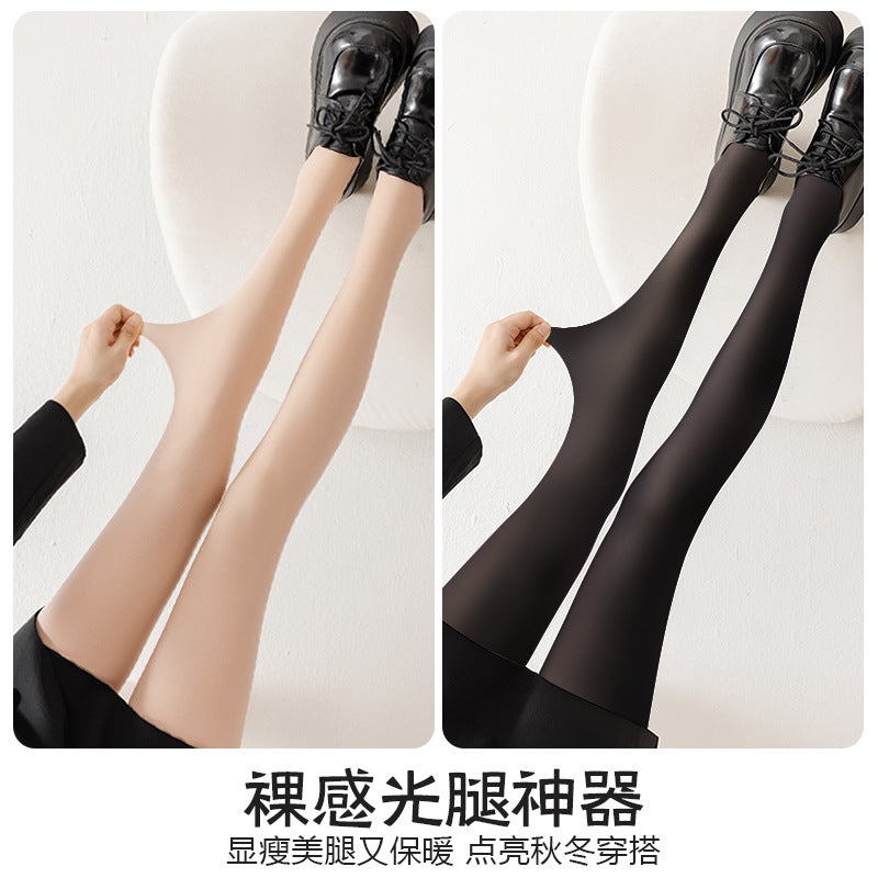 Fleece-Lined Black Silk Bare-Leg Artifact Fleece-Lined Women'S Slimming Look Beautiful Leg Leggings - Image 4