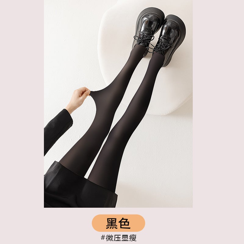 Fleece-Lined Black Silk Bare-Leg Artifact Fleece-Lined Women'S Slimming Look Beautiful Leg Leggings - Image 1