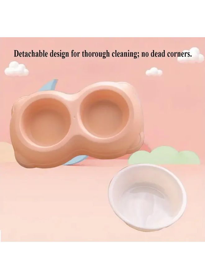 Easy Disassembly Stainless Steel Double-Bowl Pet Feeder Anti-Slip Anti-Tipping White Bowl - Image 5