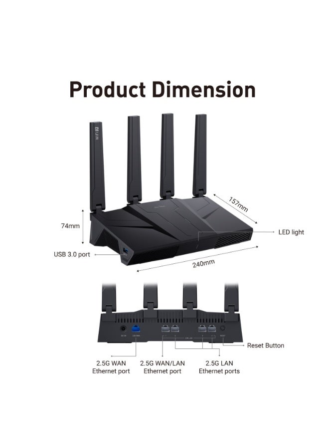 GL.iNet GL-BE9300 (Flint 3) Tri-Band WiFi 7 Router, High-Speed 6GHz Gaming WiFi Router for Wireless Internet, Long Range, 5 x 2.5G VPN Routers for Fiber Optic Modem, Computer Routers, Home & Business - Image 5