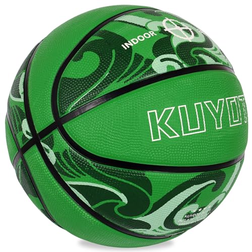 KUYOTQ Official Size 7 Basketball 29.5" Green Wave Thickened Rubber In&Outdoor Mens Basketball for Game Play(Deflated) - Image 2