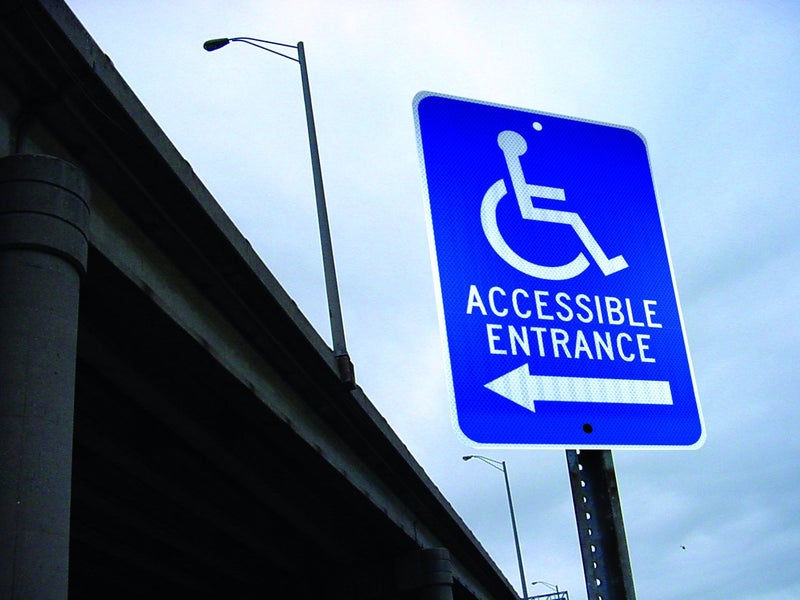 NMC TM150J ACCESSIBLE ENTRANCE – 12 in. x 18 in. Heavy Duty Reflective Aluminum Sign with Handicap Symbol and Left Arrow Graphic, White Text on Blue Base - Image 3