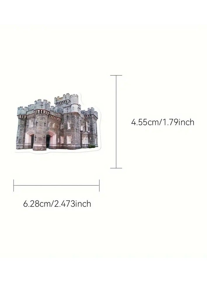 Goolsky 50Pcs Vintage Medieval Castle Landmark Architectural Stickers, Waterproof PVC Self-Adhesive Decals for Luggage, Room Decor, and Laptop, Irregular Shape with Matte Finish, Flower Patterned, Plastic Surface Compatible, Single Use. - Image 4