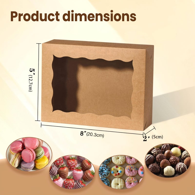 JCXGRVC 50PCS 8x5x2 Inch Bakery Boxes Cookie Boxes with Window Treat Boxes Dessert Boxes for Cookie,Donut,Muffins,Chocolate,Cupcake,Macaron,and Candy Gift Giving - Image 2