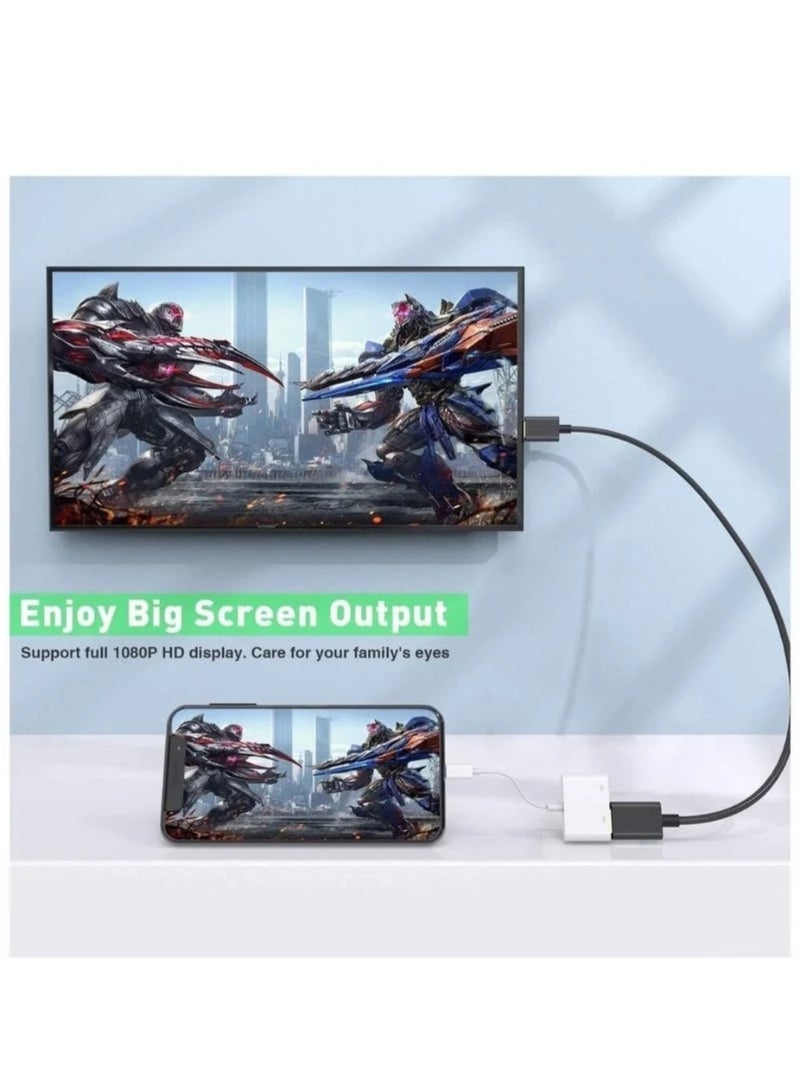 HDMI Adapter for iPhone to TV iPad to HDMI 108OP HD Digital AV Adapter(No Need Power) Video & Audio Sync Screen Connector Compatibility with iPhone 14/13/12/11/X/8/iPad/to HDTV Projector Monitor - Image 2