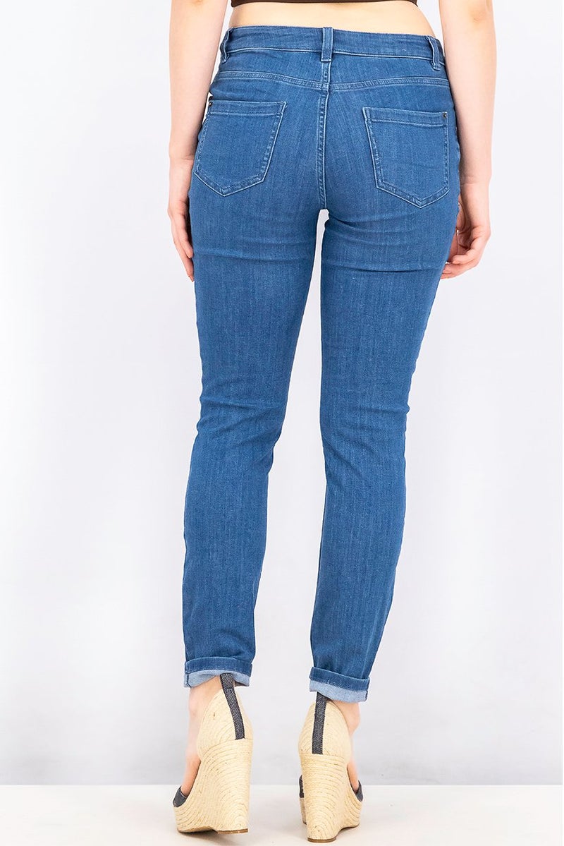 Tchibo Women Regular Fit Plain Stretchable Denim Jeans, Blue - Image 2