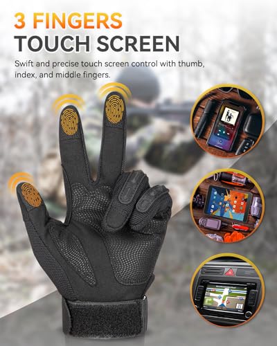 KUMGIM Tactical Gloves for Men and Women, Motorcycle Gloves Black Touchscreen with Hard Shell for Airsoft, Paintball, Motocross, Hunting, Shooting, Camping, ATV Riding, Outdoor Sports, Work (Black, Large) - Image 4