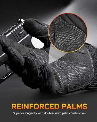 KUMGIM Tactical Gloves for Men and Women, Motorcycle Gloves Black Touchscreen with Hard Shell for Airsoft, Paintball, Motocross, Hunting, Shooting, Camping, ATV Riding, Outdoor Sports, Work (Black, Large) - Image 3