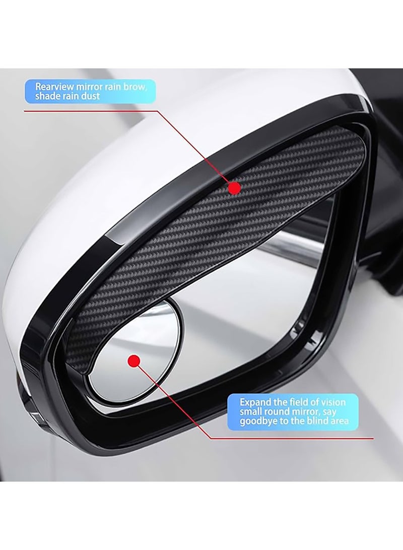 LIMITLESS Car Blind Spot Rearview Mirror 2 PCS, Adjustable Expanded, Carbon Fiber, Rain Eyebrow Reflective Protection Shield, Black  - Image 3