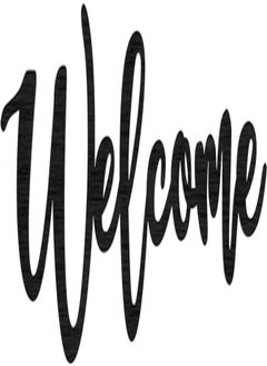 Jetec Jetec Wood Cutout Welcome Sign Wooden Welcome Wall Decor Word Sign Wood Art Sign for Front Door Rustic Home Gallery Wall Decorations (Black) 