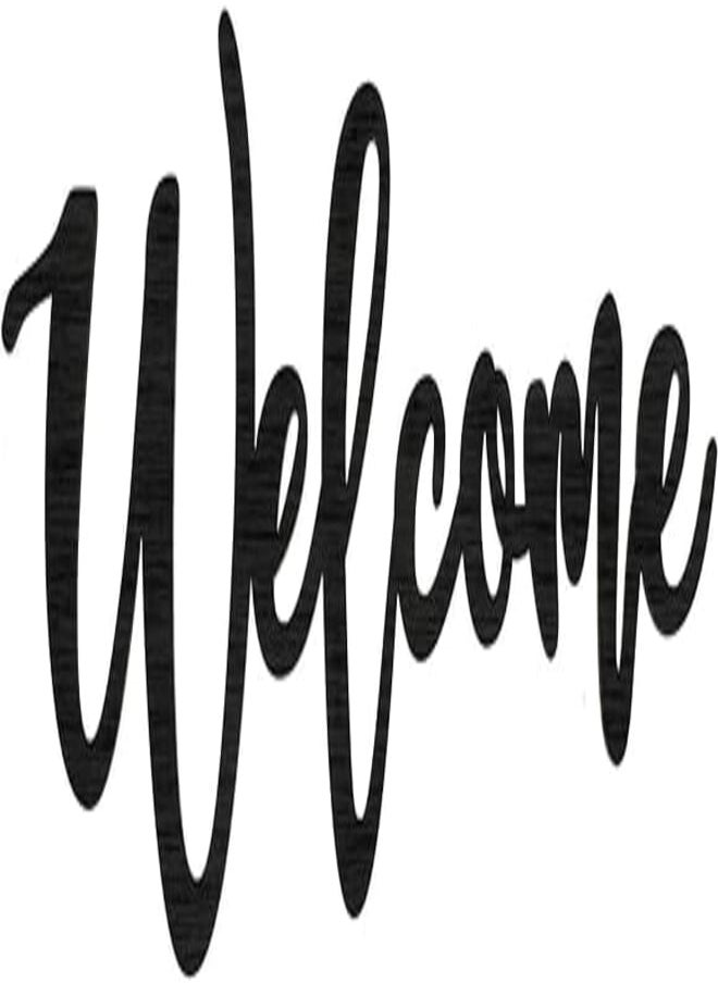 Jetec Jetec Wood Cutout Welcome Sign Wooden Welcome Wall Decor Word Sign Wood Art Sign for Front Door Rustic Home Gallery Wall Decorations (Black) 