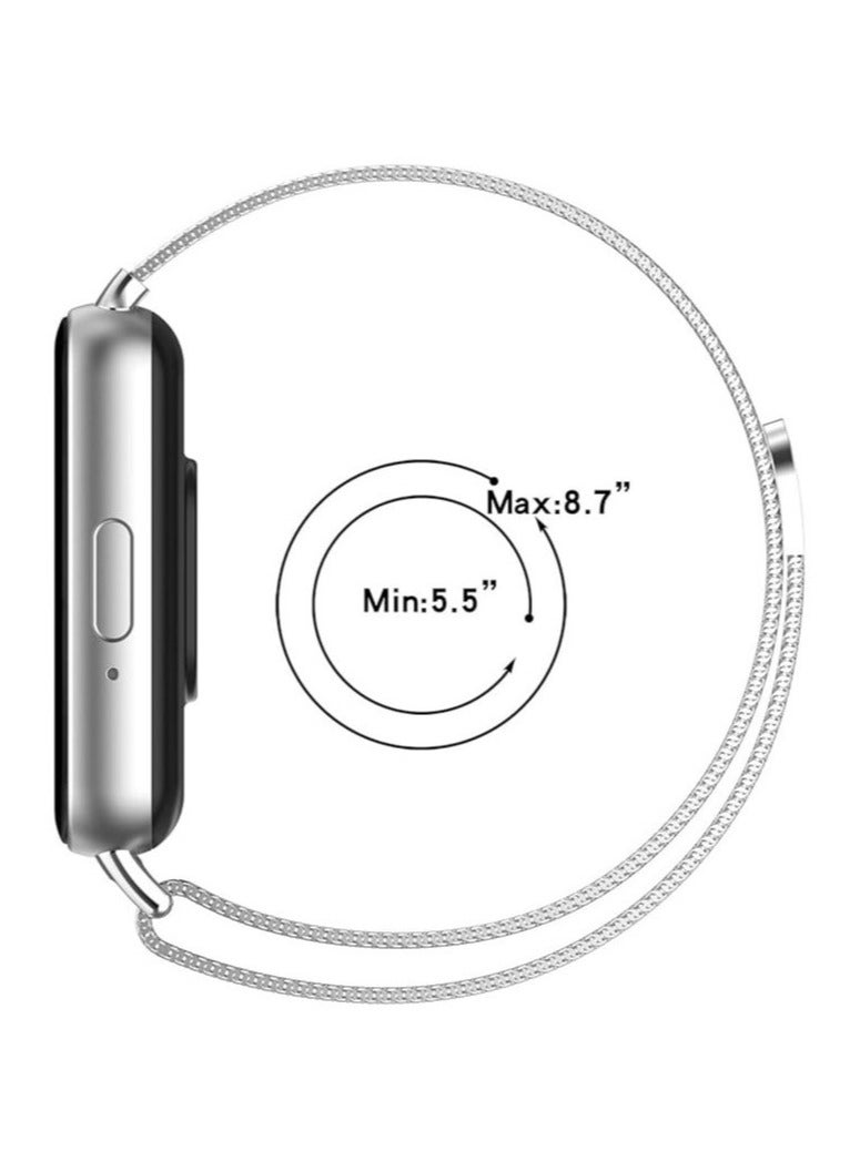 HablTech Metal Strap Compatible with Samsung Galaxy fit 3 Magnetic Replacement Wristbands Milanese Loop Watch Band(Silver) - Image 5