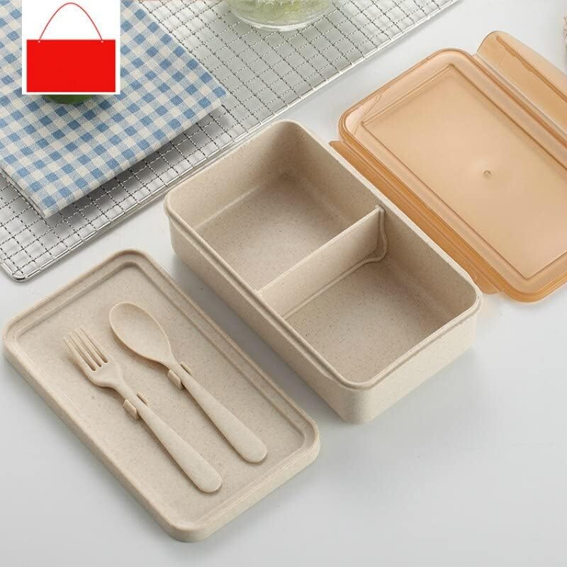 Mayatra's Lunch Box - Bamboo Wheat Straw Lunch Box Set with 2 Compartments with Spoon,Airtight & Leakproof Food Grade Tiffin Storage Container Box for Office,School,Kids - Image 3