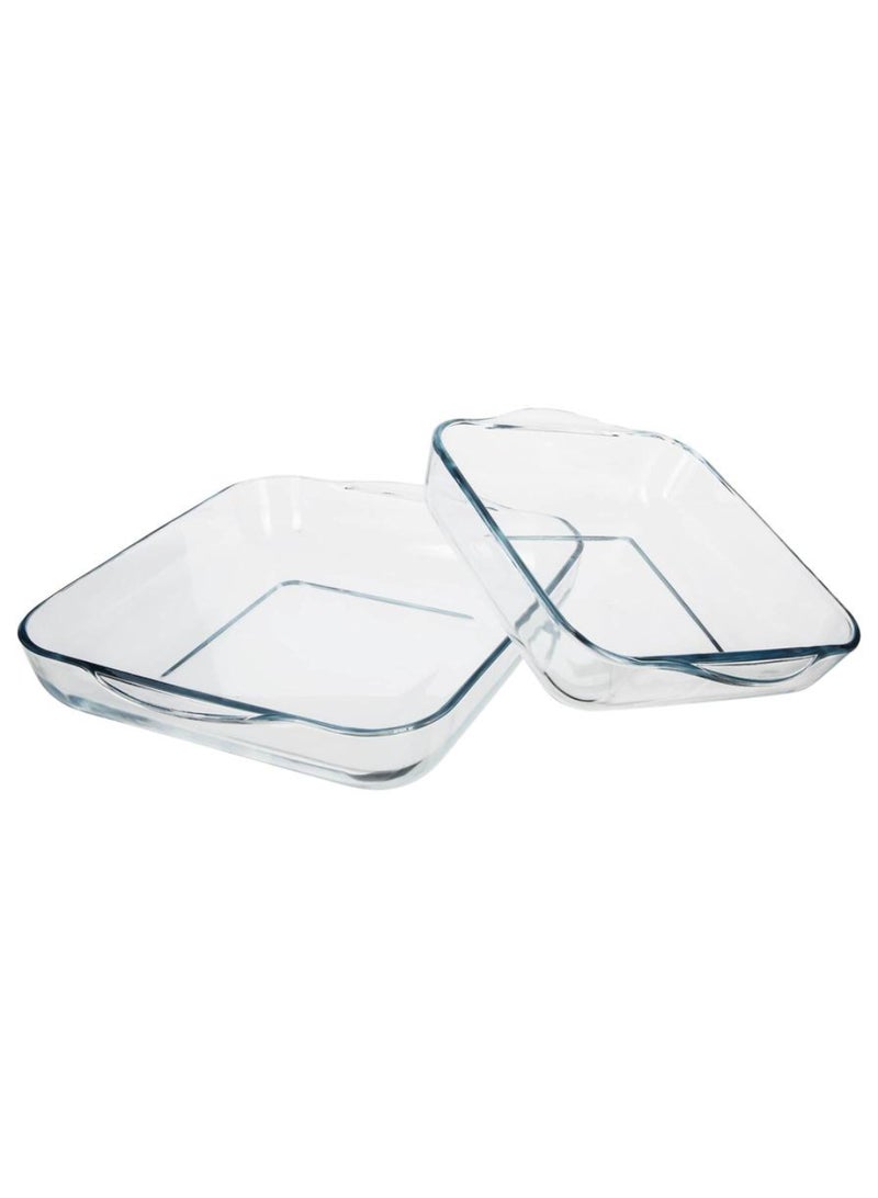 Glass Square Dish Set 28 X 6 Cm