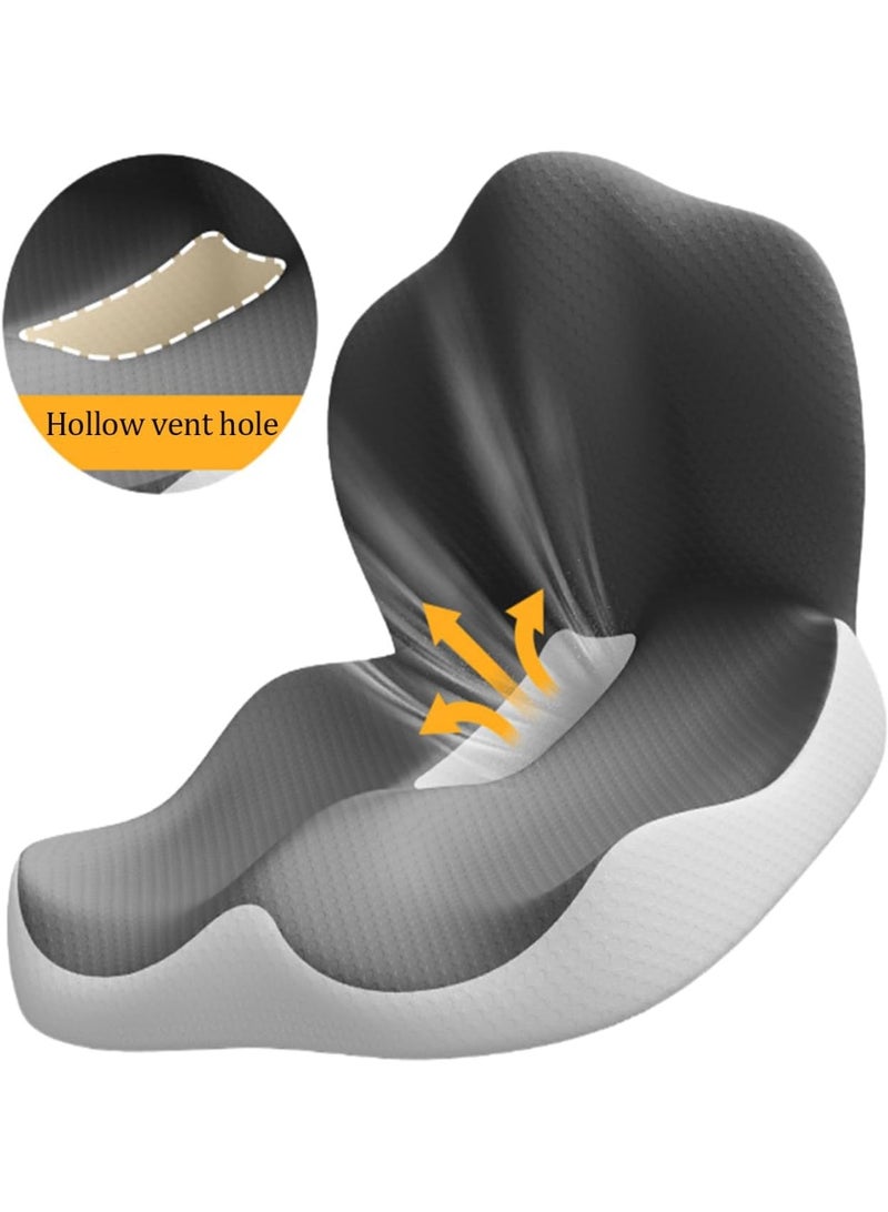 Memory foam seat cushion with lumbar support pillow - office chair cushion and car seat cushion, relieves tailbone pain, ergonomic tailbone cushion, non-slip bottom, breathable mesh fabric (black). - Image 5