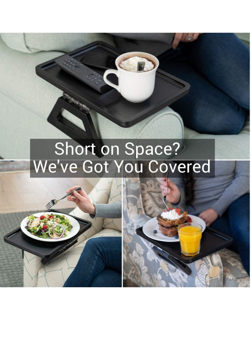 Excefore - Sofa Arm Clip Table for Wide Couches, Couch Arm Tray Table, Portable Table, TV Table and Side Tables for Small Spaces, Stable Sofa Arm Table for Eating and Drink Table - Image 1