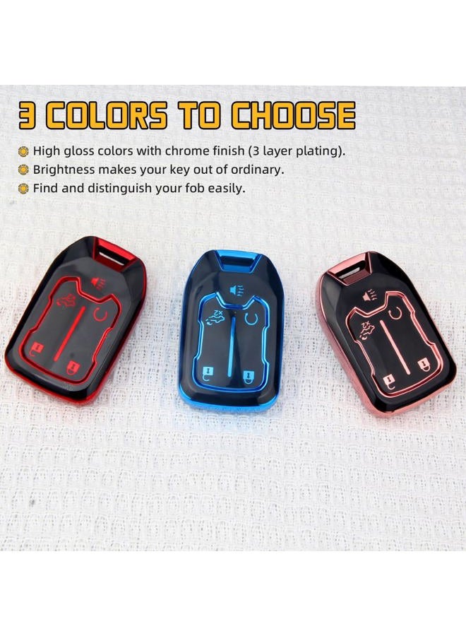 FT FUNTOR for Chevy Key fob Cover with Keychain 5 Button Soft TPU Key fob Holder fit for GMC Sierra Suburban Tahoe Acadia Sierra Terrain Yukon Silverado 1500 2500HD 3500HD for GMC Accessories (Pink) - Image 3