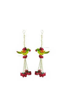 ماركة غير محددة SPHINX Wooden Parrot hangings Artificial Rajnigandha (Tuberose) & Velvet Rose Tassles Clustered Strings Decorative Latkans,Backdrop Hangings for Decorations (Approx 1 ft/12 Inches/30 cms, 5 Pieces)  - Image 4