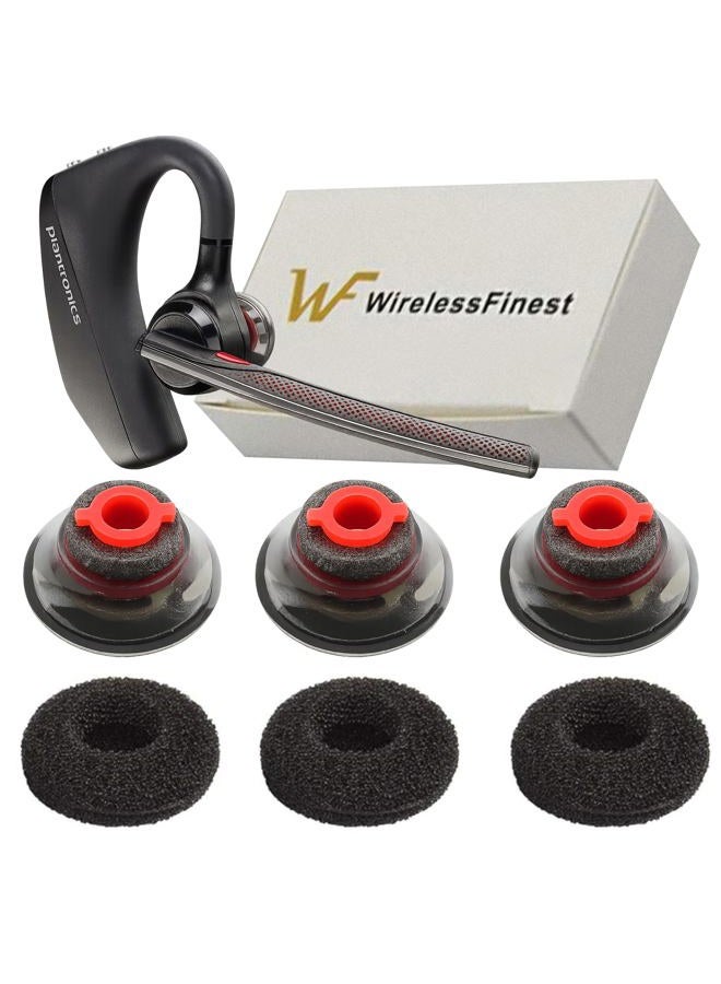 WirelessFinest 3X Ultra Comfort Eartips Ear Buds Replacement Earphone Ear Tips Kits Earpads Foam Set Cushion for Plantronics Voyager 5200 5220 5210 Series Bluetooth Headset Headphone (Medium M) - Image 1