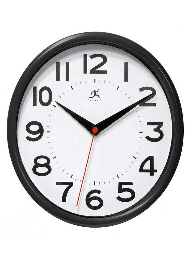 Infinity Instruments Metro 9 Inch Round Silent Non- Ticking Modern Wall Clock, Modern Style Décor for Any Room, Easy to Read Face, Black - Image 1