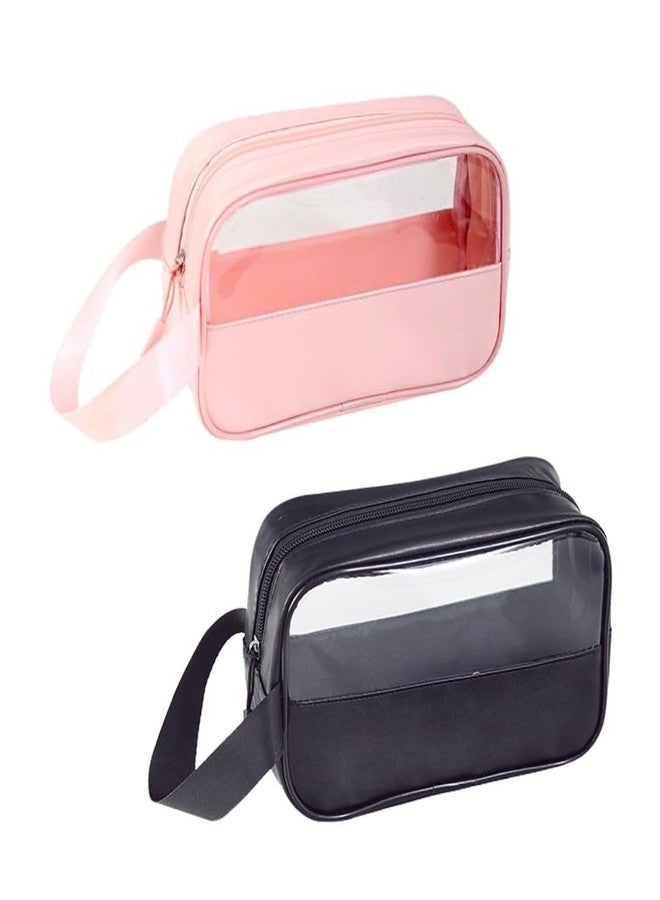 KUNFAIT Small Makeup Pouch Toiletry Travel Bag - Portable Transparent Cosmetic Organizer Waterproof Zipper Pouch for Women Girls & Men Mini Travel Case for Purse & Handbag (2, Multicolour) - Image 1