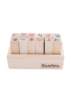 Wood Diy Rubber Stamp Set Scrapbook Hobby Craft Art Stamps Love Red Heart Music Note Footprint Flower Fire And More Set Of 12 Pcs