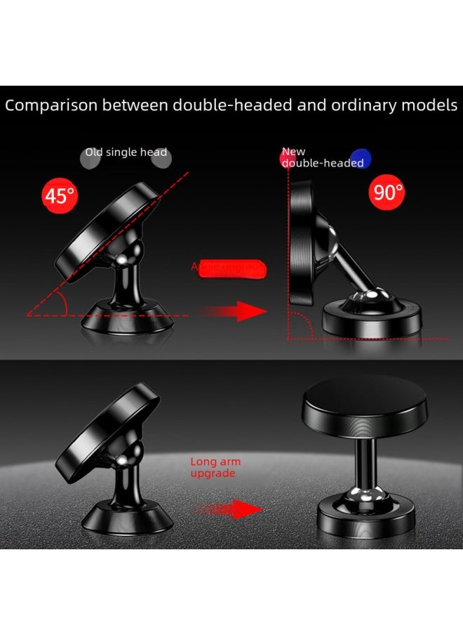 Dual-axis Alloy Ball Magnet Car Mount Holder 720-degree Rotation Vehicle Dual-joint Mobile Phone Stand Magnetic Navigation-Color:【Single Head General Magnetic Height 55mm】 Frosted Silver - Image 4