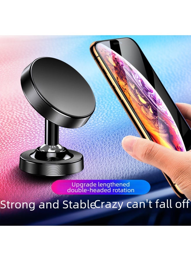 Dual-axis Alloy Ball Magnet Car Mount Holder 720-degree Rotation Vehicle Dual-joint Mobile Phone Stand Magnetic Navigation-Color:【Single Head General Magnetic Height 55mm】 Frosted Silver - Image 3