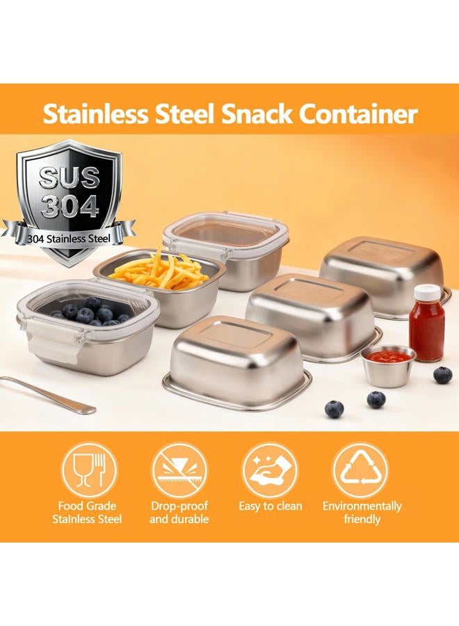 MAXTBEE 3 Pack Stainless Steel Food Storage Containers with Lids - 8.45 oz Small Snack Boxes & Lunch Containers, Shatterproof Leakproof Freezer Safe Meal Prep Containers for Portioning Snacks, Dips - Image 2