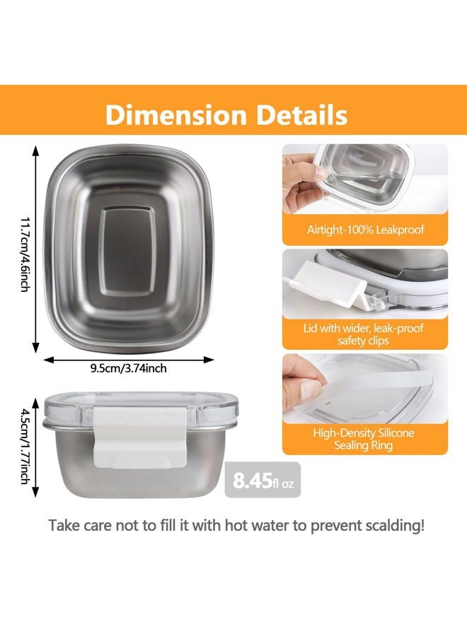 MAXTBEE 3 Pack Stainless Steel Food Storage Containers with Lids - 8.45 oz Small Snack Boxes & Lunch Containers, Shatterproof Leakproof Freezer Safe Meal Prep Containers for Portioning Snacks, Dips - Image 5
