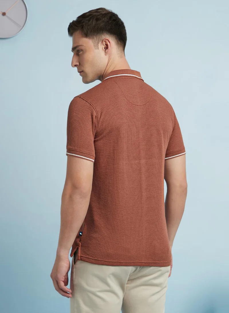 Dennis Lingo Men's Rust Cotton Blend Solid Regular Fit T-Shirt