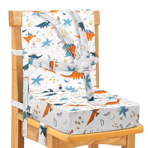 SMZCTYI Toddler Booster Seat for Dining Table Adjustable 5 Point Safety Buckle Kids Toddler Booster Seat with Backrest Waterproof NonSlip Bottom Portable Travel Increasing Cushion for Chair White - Image 1