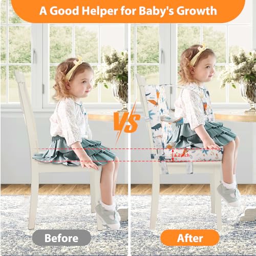SMZCTYI Toddler Booster Seat for Dining Table Adjustable 5 Point Safety Buckle Kids Toddler Booster Seat with Backrest Waterproof NonSlip Bottom Portable Travel Increasing Cushion for Chair White - Image 3