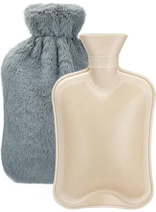 Hot Water Bottle with Soft Fleece Cover - 2L Large Capacity Natural Rubber - Durable & Safe for Pain Relief and Warmth - Image 1