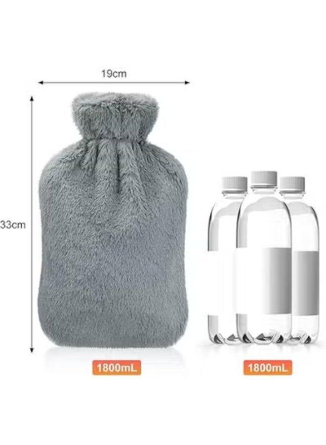 Hot Water Bottle with Soft Fleece Cover - 2L Large Capacity Natural Rubber - Durable & Safe for Pain Relief and Warmth - Image 5