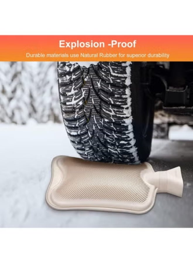 Hot Water Bottle with Soft Fleece Cover - 2L Large Capacity Natural Rubber - Durable & Safe for Pain Relief and Warmth - Image 4