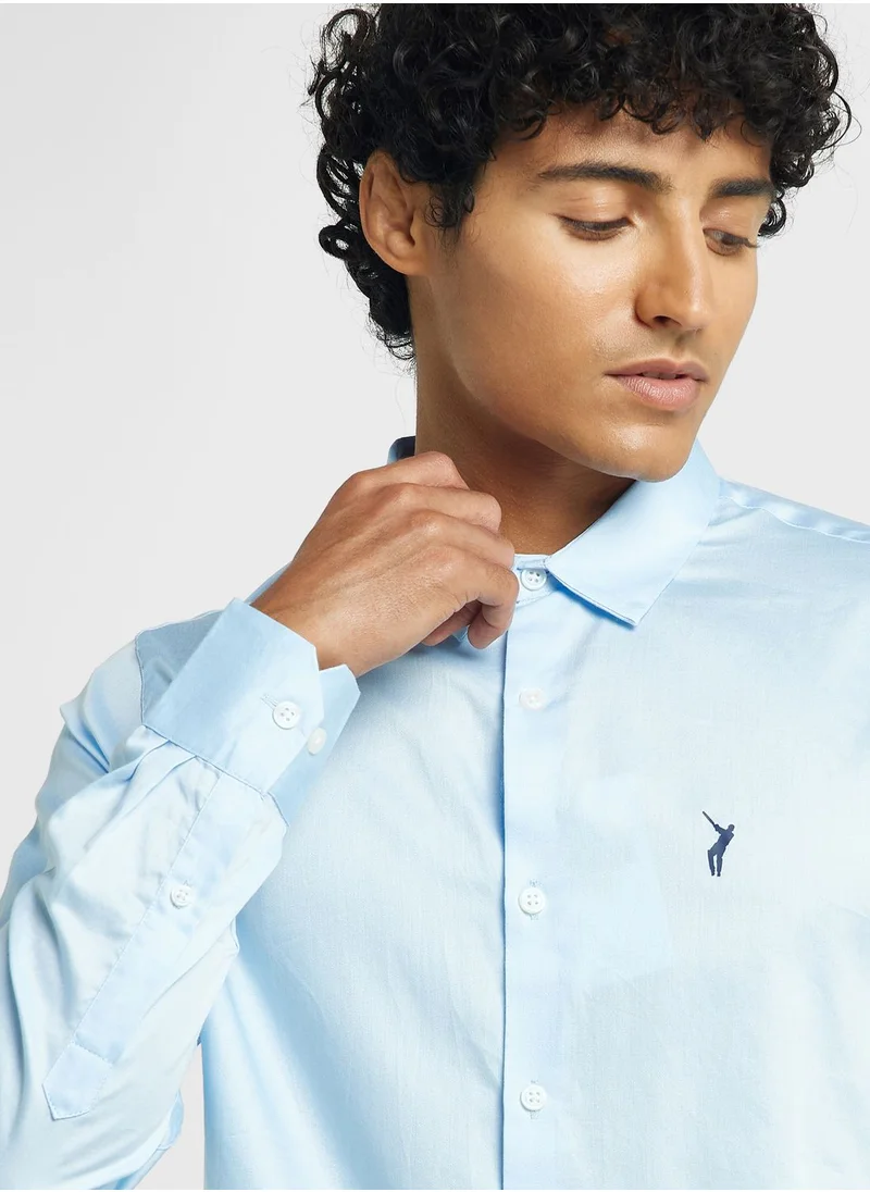 Thomas Scott Thomas Scott Classic Slim Fit Spread Collar Casual Shirt