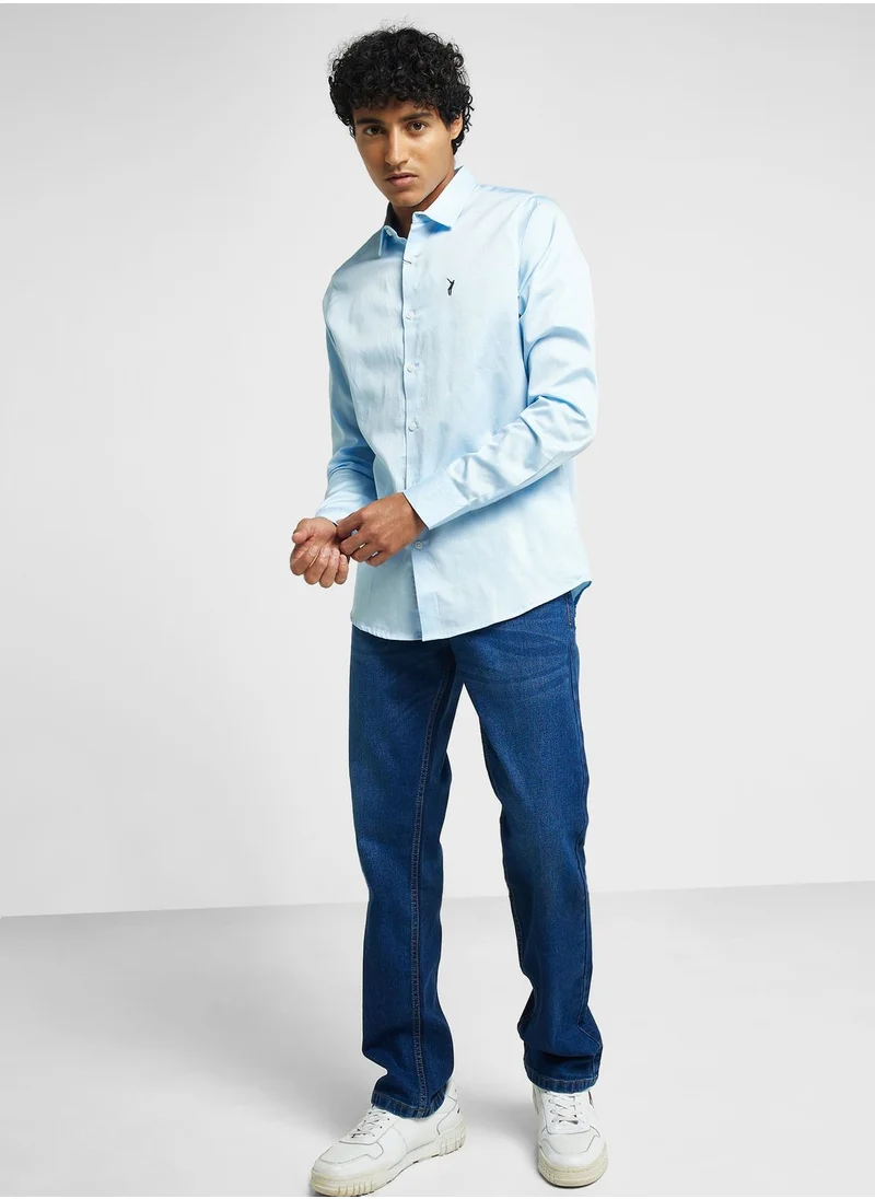 Thomas Scott Thomas Scott Classic Slim Fit Spread Collar Casual Shirt